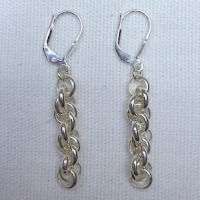 chainmail oorbellen, apiraalpatroon, zilver